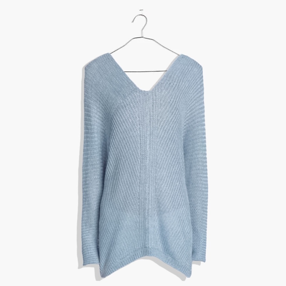 Vince Stonewashed Linen Double V-Neck Tunic Sweater S